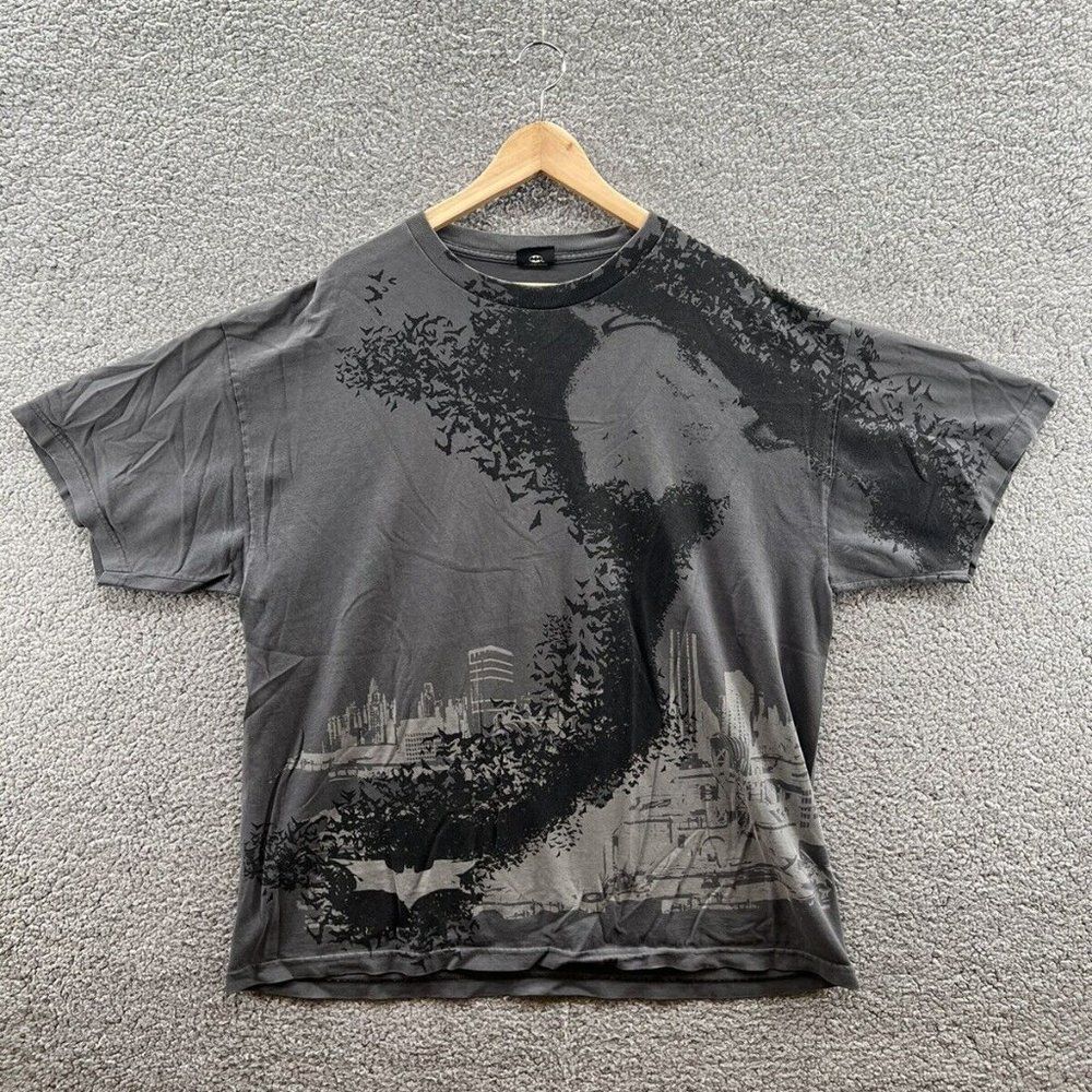 DC Comics The Dark Knight Batman All Over Print Movie Promo Gray T-Shirt